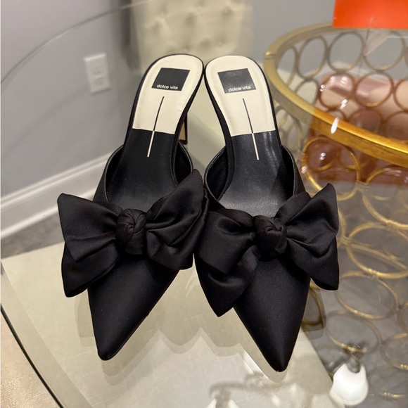 Dolce Vita Shoes - Dolce Vita Black Pointed Bow Slip-On Mules